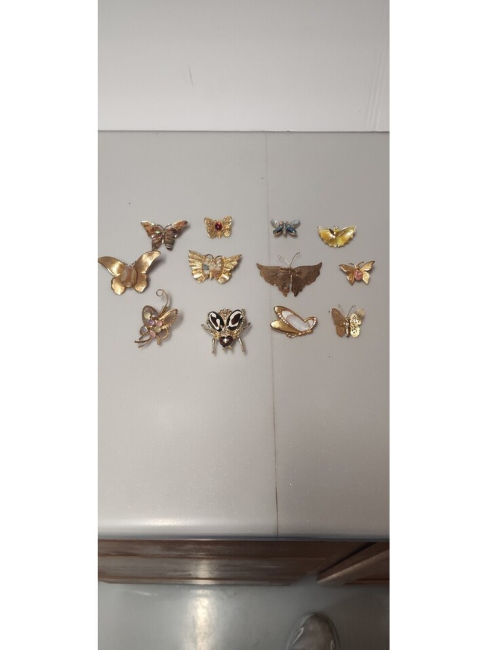 Vintage Estate Butterfly Beetle Brooch Lot 12 Filigree Shell Mixed Insect Pins
